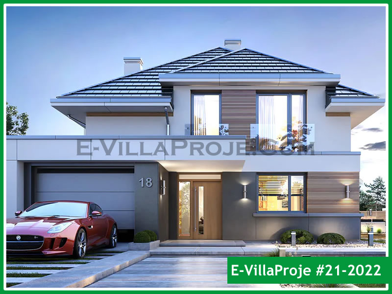 192 m² 2 Katlı (Dubleks) 5+1 Geleneksel Çelik Konstrüksiyon Villa (Ev Villa Proje #21 - 2022) Cephe Görünümü ve Kat Planı