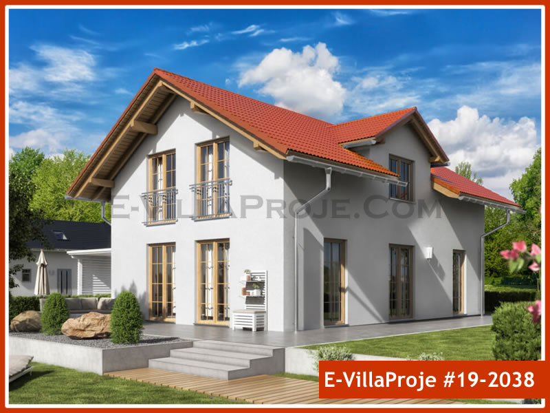 193 m² 2 Katlı (Dubleks) 5+1 Amerikan Çelik Konstrüksiyon Villa (Ev Villa Proje #19 - 2038) Cephe Görünümü ve Kat Planı