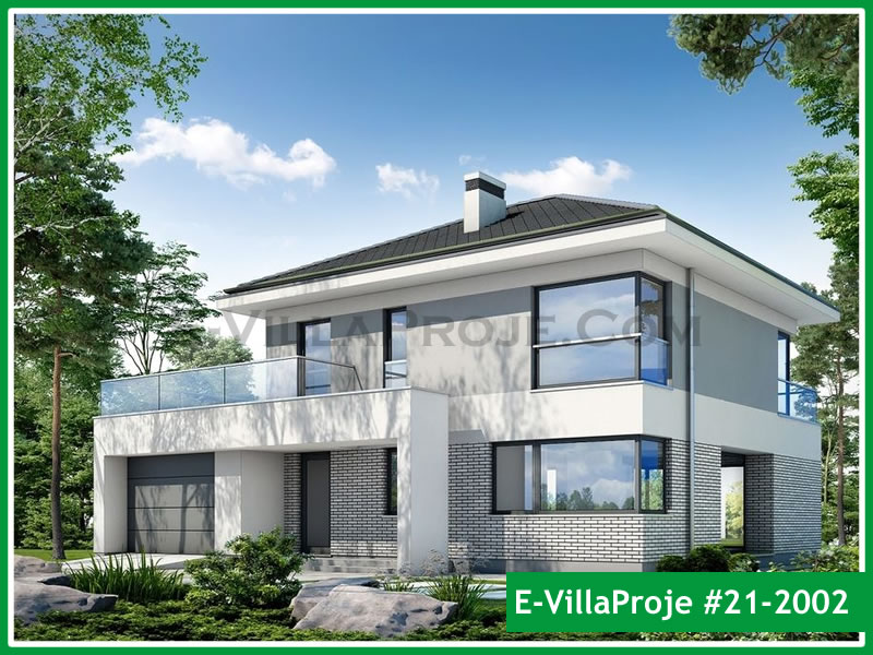 193 m² 2 Katlı (Dubleks) 5+1 Modern Çelik Konstrüksiyon Villa (Ev Villa Proje #21 - 2002) Cephe Görünümü ve Kat Planı