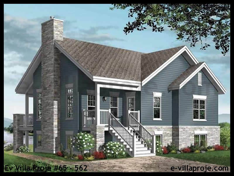 193 m² Tek Katlı 5+1 Çiftlik Çelik Konstrüksiyon Villa (Ev Villa Proje #65 - 562) Cephe Görünümü ve Kat Planı