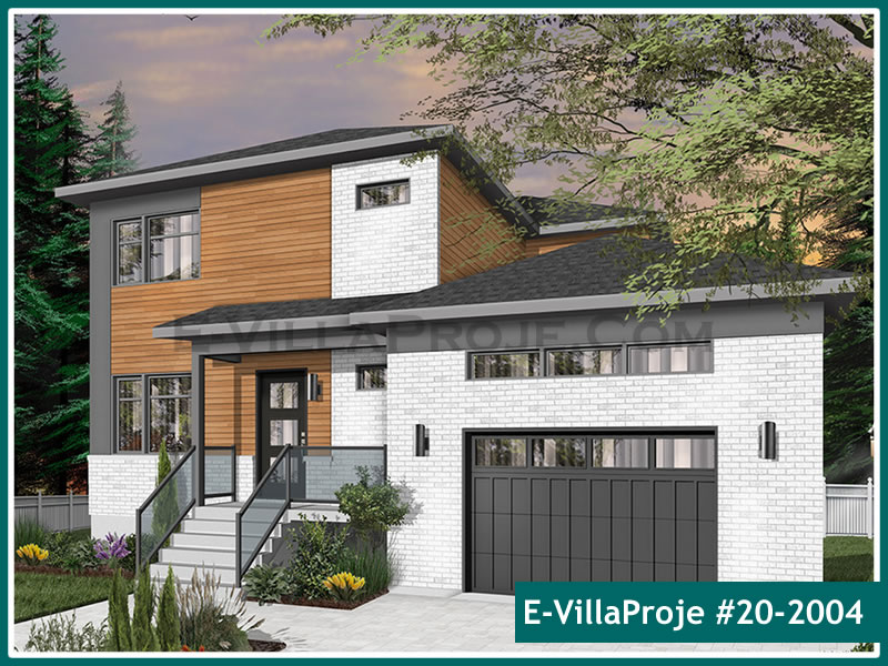 194 m² 2 Katlı (Dubleks) 5+1 Modern Çelik Konstrüksiyon Villa (Ev Villa Proje #20 - 2004) Cephe Görünümü ve Kat Planı
