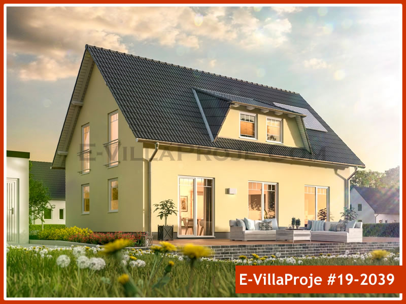 194 m² 2 Katlı (Dubleks) 5+1 Modern Çelik Konstrüksiyon Villa (Ev Villa Proje #19 - 2039) Cephe Görünümü ve Kat Planı