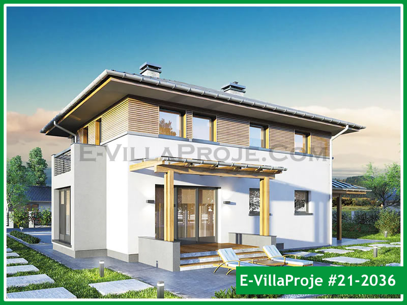 195 m² 2 Katlı (Dubleks) 5+1 Modern Çelik Konstrüksiyon Villa (Ev Villa Proje #21 - 2036) Cephe Görünümü ve Kat Planı