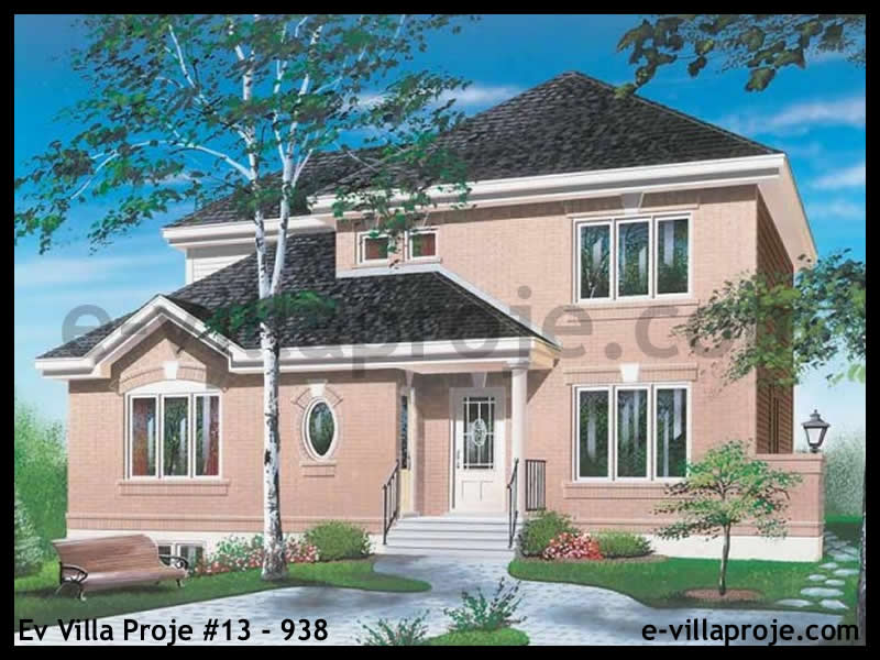 196 m² 2 Katlı (Dubleks) 5+1 Taş Çelik Konstrüksiyon Villa (Ev Villa Proje #13 - 938) Cephe Görünümü ve Kat Planı