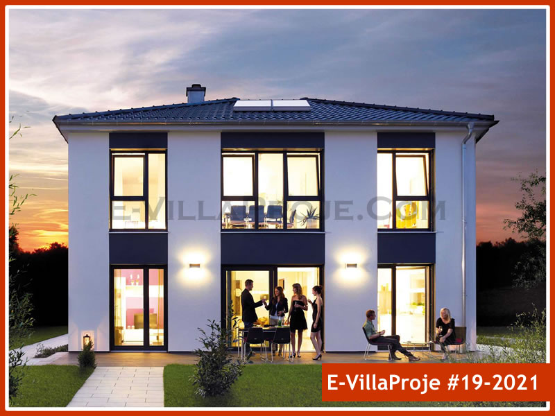 196 m² 2 Katlı (Dubleks) 5+1 Modern Çelik Konstrüksiyon Villa (Ev Villa Proje #19 - 2021) Cephe Görünümü ve Kat Planı