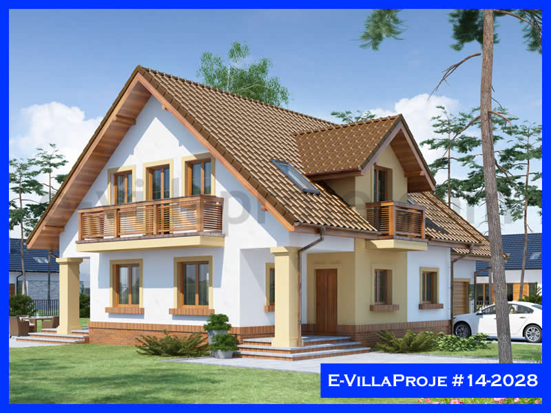 197 m² 2 Katlı (Dubleks) 5+1 Özel Tasarım  Proje Çelik Konstrüksiyon Villa (Ev Villa Proje #14 - 2028) Cephe Görünümü ve Kat Planı