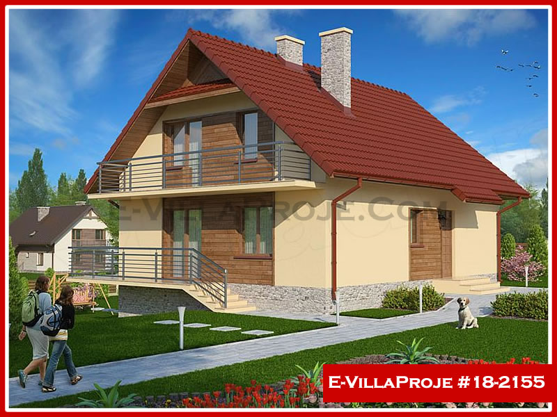 198 m² 2 Katlı (Dubleks) 5+1 Modern Çelik Konstrüksiyon Villa (Ev Villa Proje #18 - 2155) Cephe Görünümü ve Kat Planı