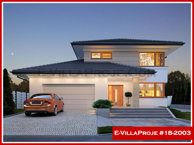 199 m² 2 Katlı (Dubleks) 5+1 Avrupa Çelik Konstrüksiyon Villa (Ev Villa Proje #18 - 2003) Cephe Görünümü ve Kat Planı