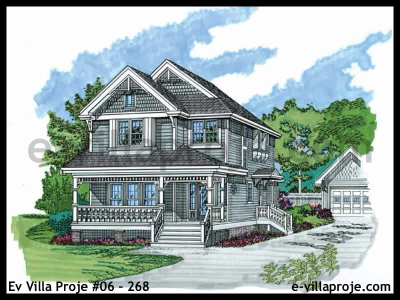 200 m² 2 Katlı (Dubleks) 5+1 Çiftlik Çelik Konstrüksiyon Villa (Ev Villa Proje #06 - 268) Cephe Görünümü ve Kat Planı