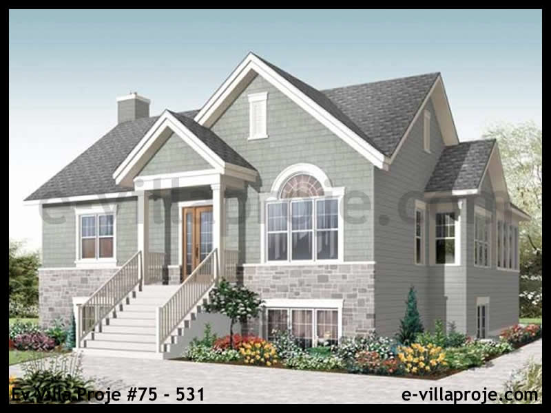201 m² 2 Katlı (Dubleks) 5+1 Amerikan Çelik Konstrüksiyon Villa (Ev Villa Proje #75 - 531) Cephe Görünümü ve Kat Planı