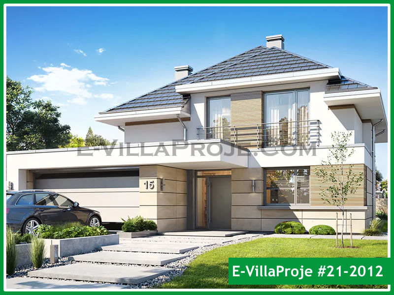 201 m² 2 Katlı (Dubleks) 5+1 Modern Çelik Konstrüksiyon Villa (Ev Villa Proje #21 - 2013) Cephe Görünümü ve Kat Planı