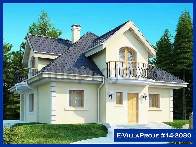 202 m² 2 Katlı (Dubleks) 5+1 Amerikan Çelik Konstrüksiyon Villa (Ev Villa Proje #14 - 2080) Cephe Görünümü ve Kat Planı