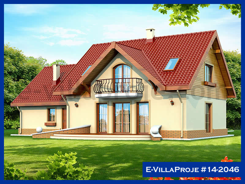 202 m² 2 Katlı (Dubleks) 5+1 Çiftlik Çelik Konstrüksiyon Villa (Ev Villa Proje #14 - 2046) Cephe Görünümü ve Kat Planı