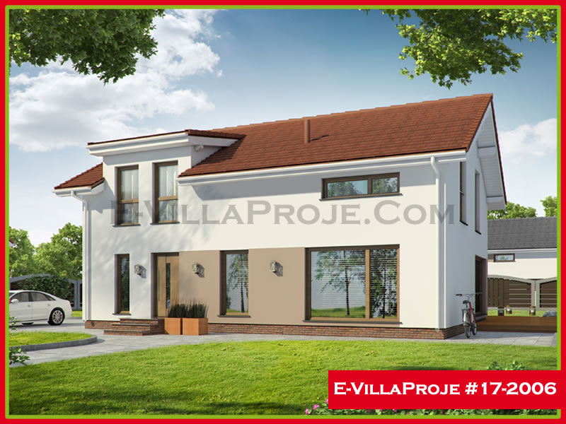 202 m² 2 Katlı (Dubleks) 5+1 Modern Çelik Konstrüksiyon Villa (Ev Villa Proje #17 - 2006) Cephe Görünümü ve Kat Planı