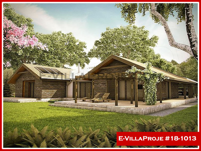 202 m² Tek Katlı 5+1 Ahşap Çelik Konstrüksiyon Villa (Ev Villa Proje #18 - 1013) Cephe Görünümü ve Kat Planı