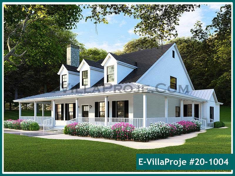 202 m² Tek Katlı 5+1 Şehir Tarzı lar Çelik Konstrüksiyon Villa (Ev Villa Proje #20 - 1004) Cephe Görünümü ve Kat Planı