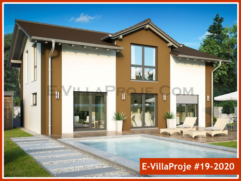 204 m² 2 Katlı (Dubleks) 5+1 Özel Tasarım  Proje Çelik Konstrüksiyon Villa (Ev Villa Proje #19 - 2020) Cephe Görünümü ve Kat Planı