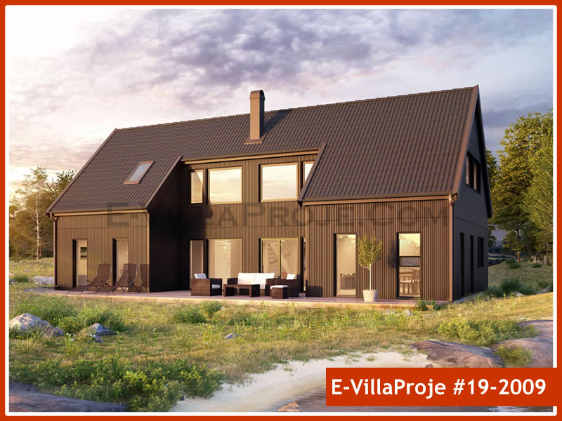 205 m² 2 Katlı (Dubleks) 5+1 Amerikan Çelik Konstrüksiyon Villa (Ev Villa Proje #19 - 2009) Cephe Görünümü ve Kat Planı
