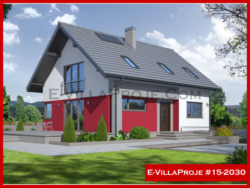 207 m² 2 Katlı (Dubleks) 5+1 Amerikan Çelik Konstrüksiyon Villa (Ev Villa Proje #15 - 2030) Cephe Görünümü ve Kat Planı