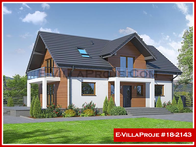 207 m² 2 Katlı (Dubleks) 5+1 Amerikan Çelik Konstrüksiyon Villa (Ev Villa Proje #18 - 2143) Cephe Görünümü ve Kat Planı