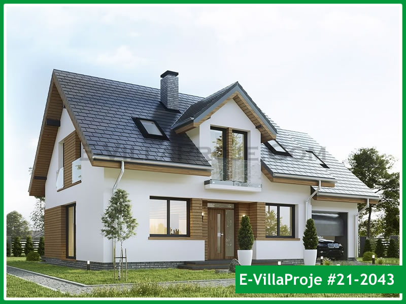 207 m² 2 Katlı (Dubleks) 5+1 Amerikan Çelik Konstrüksiyon Villa (Ev Villa Proje #21 - 2043) Cephe Görünümü ve Kat Planı
