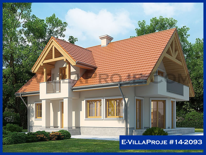 207 m² 2 Katlı (Dubleks) 5+1 Özel Tasarım  Proje Çelik Konstrüksiyon Villa (Ev Villa Proje #14 - 2093) Cephe Görünümü ve Kat Planı