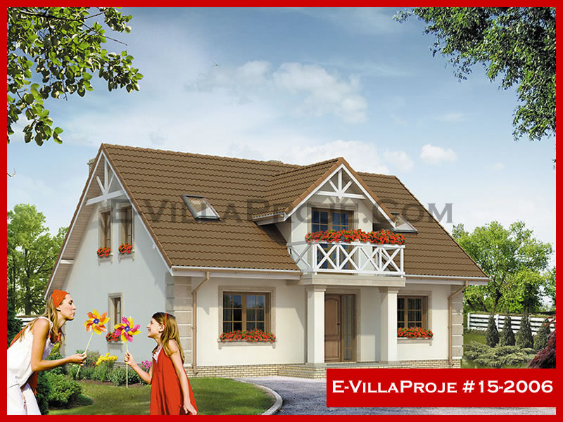 207 m² 2 Katlı (Dubleks) 5+1 Özel Tasarım  Proje Çelik Konstrüksiyon Villa (Ev Villa Proje #15 - 2006) Cephe Görünümü ve Kat Planı