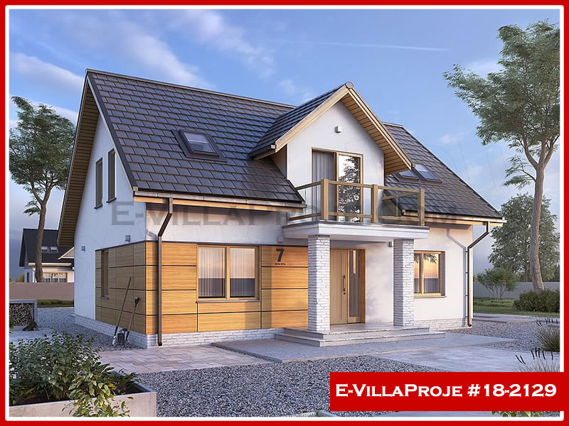207 m² 2 Katlı (Dubleks) 5+1 Şehir Tarzı lar Çelik Konstrüksiyon Villa (Ev Villa Proje #18 - 2129) Cephe Görünümü ve Kat Planı