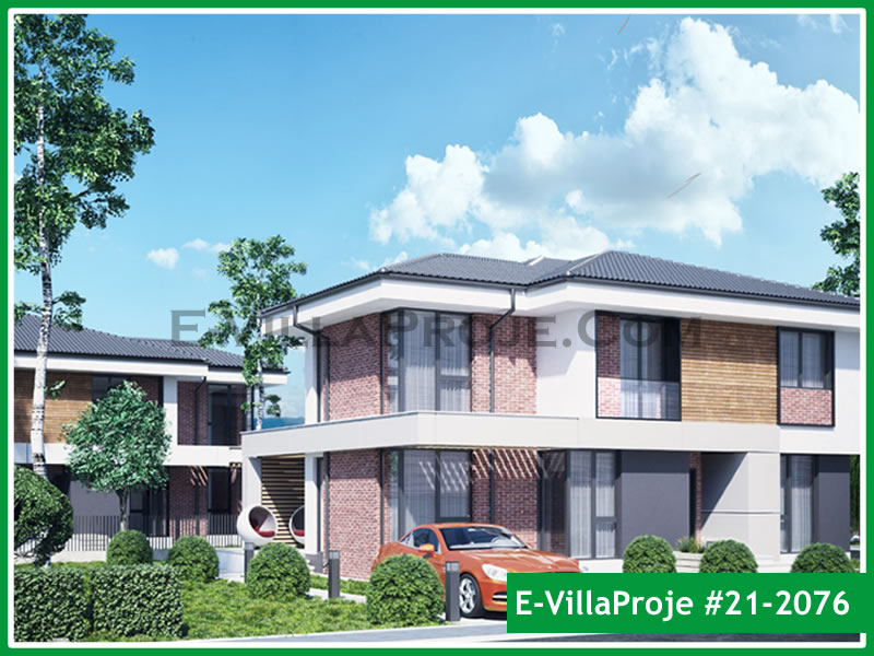 208 m² 2 Katlı (Dubleks) 5+1 Modern Çelik Konstrüksiyon Villa (Ev Villa Proje #21 - 2076) Cephe Görünümü ve Kat Planı