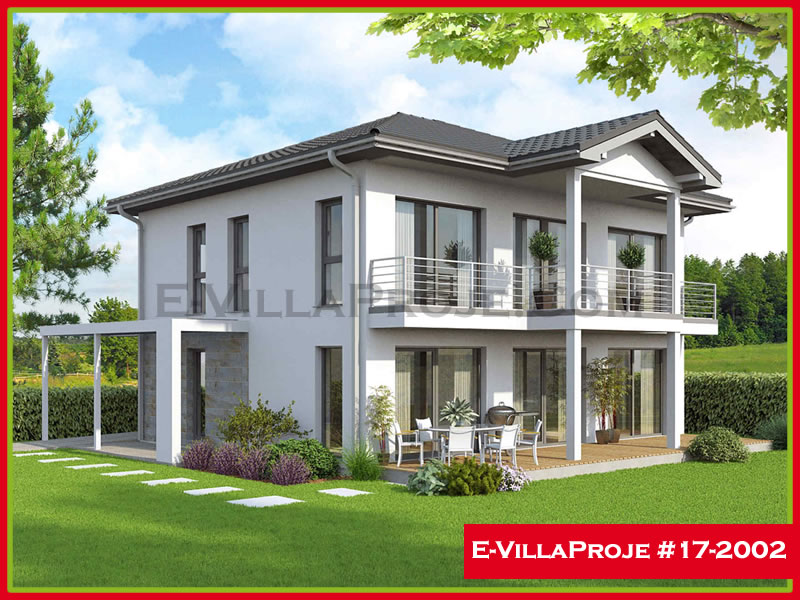 209 m² 2 Katlı (Dubleks) 5+1 Taş Çelik Konstrüksiyon Villa (Ev Villa Proje #17 - 2002) Cephe Görünümü ve Kat Planı