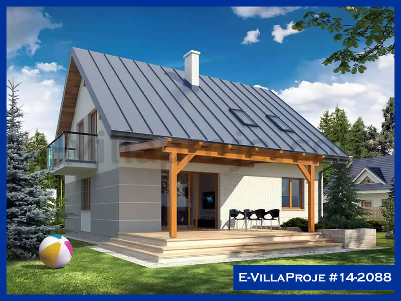 209 m² Tek Katlı 5+1 Çiftlik Çelik Konstrüksiyon Villa (Ev Villa Proje #14 - 2088) Cephe Görünümü ve Kat Planı