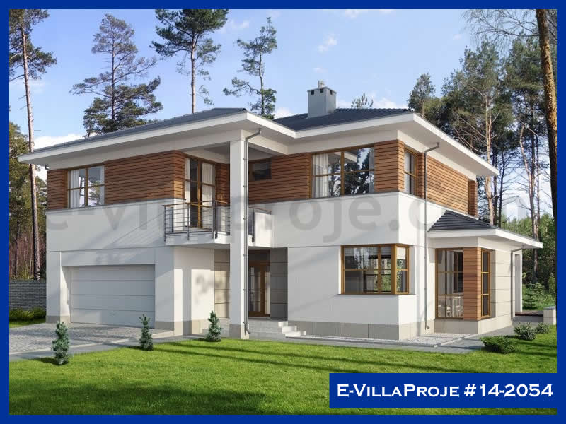 210 m² 2 Katlı (Dubleks) 5+1 Ahşap Çelik Konstrüksiyon Villa (Ev Villa Proje #14 - 2054) Cephe Görünümü ve Kat Planı