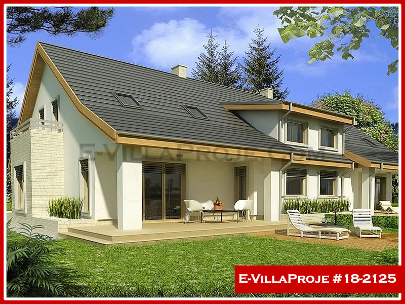 211 m² 2 Katlı (Dubleks) 5+1 İkiz Çelik Konstrüksiyon Villa (Ev Villa Proje #18 - 2125) Cephe Görünümü ve Kat Planı