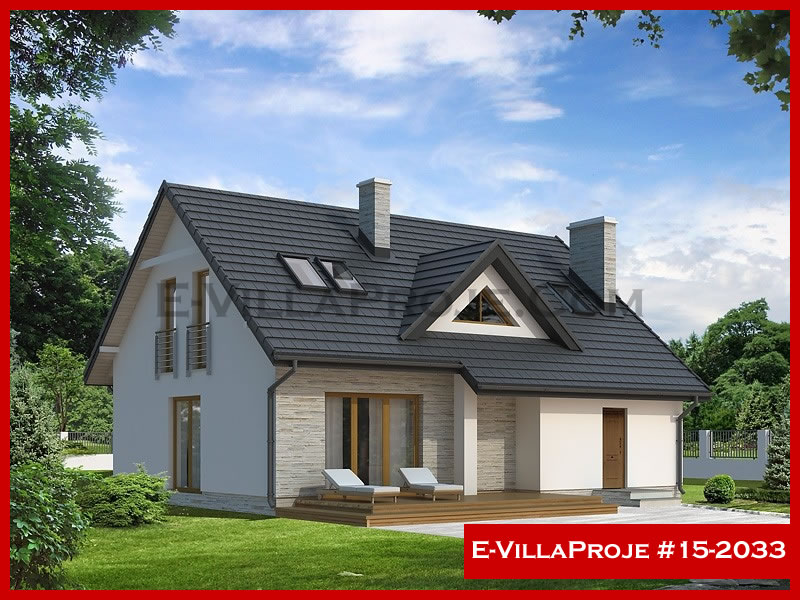 212 m² 2 Katlı (Dubleks) 5+1 Özel Tasarım  Proje Çelik Konstrüksiyon Villa (Ev Villa Proje #15 - 2033) Cephe Görünümü ve Kat Planı