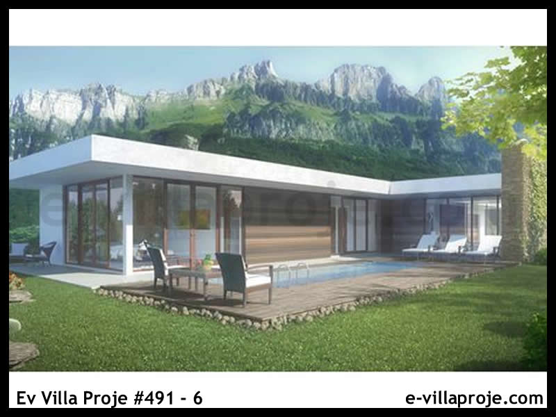 215 m² Tek Katlı 5+1 Modern Çelik Konstrüksiyon Villa (Ev Villa Proje #491 - 6) Cephe Görünümü ve Kat Planı