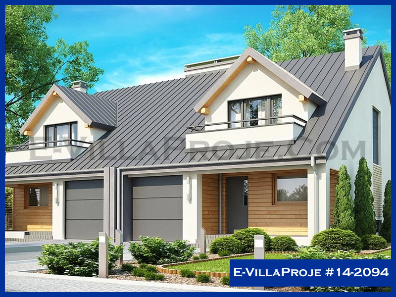 217 m² 2 Katlı (Dubleks) 5+1 Amerikan Çelik Konstrüksiyon Villa (Ev Villa Proje #14 - 2094) Cephe Görünümü ve Kat Planı