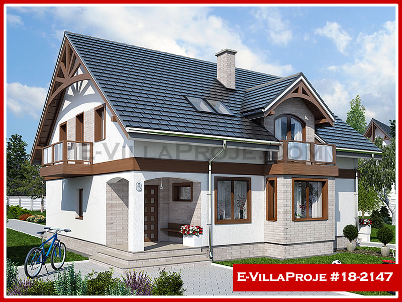 217 m² 2 Katlı (Dubleks) 5+1 Çiftlik Çelik Konstrüksiyon Villa (Ev Villa Proje #18 - 2147) Cephe Görünümü ve Kat Planı