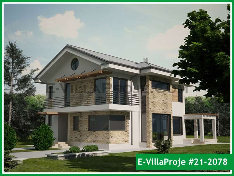 218 m² 2 Katlı (Dubleks) 5+1 Modern Çelik Konstrüksiyon Villa (Ev Villa Proje #21 - 2078) Cephe Görünümü ve Kat Planı