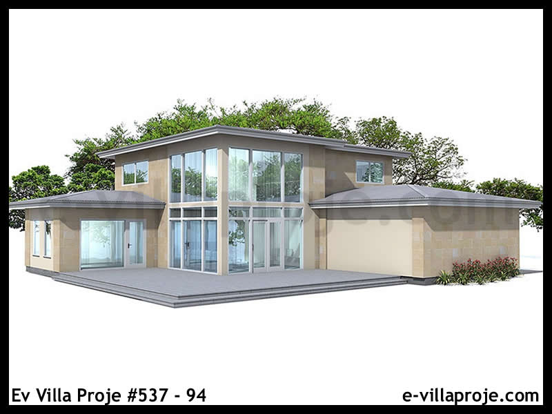 218 m² 2 Katlı (Dubleks) 5+1 Ekonomik Çelik Konstrüksiyon Villa (Ev Villa Proje #537 - 94) Cephe Görünümü ve Kat Planı