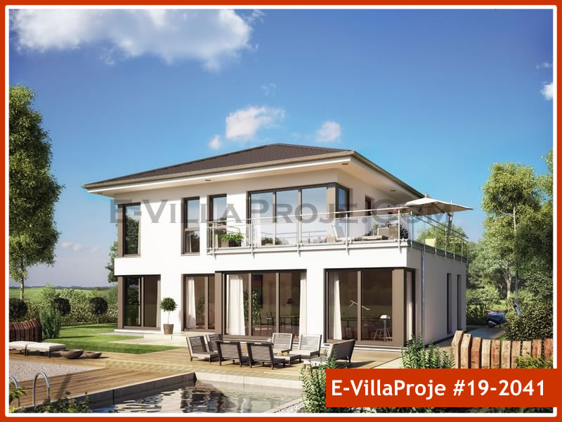 219 m² 2 Katlı (Dubleks) 5+1 Şehir Tarzı lar Çelik Konstrüksiyon Villa (Ev Villa Proje #19 - 2041) Cephe Görünümü ve Kat Planı