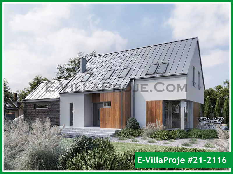 220 m² 2 Katlı (Dubleks) 5+1 Amerikan Çelik Konstrüksiyon Villa (Ev Villa Proje #21 - 2116) Cephe Görünümü ve Kat Planı