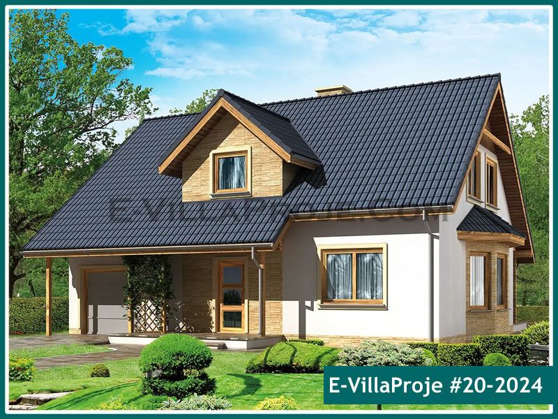 221 m² 2 Katlı (Dubleks) 5+1 Amerikan Çelik Konstrüksiyon Villa (Ev Villa Proje #20 - 2024) Cephe Görünümü ve Kat Planı