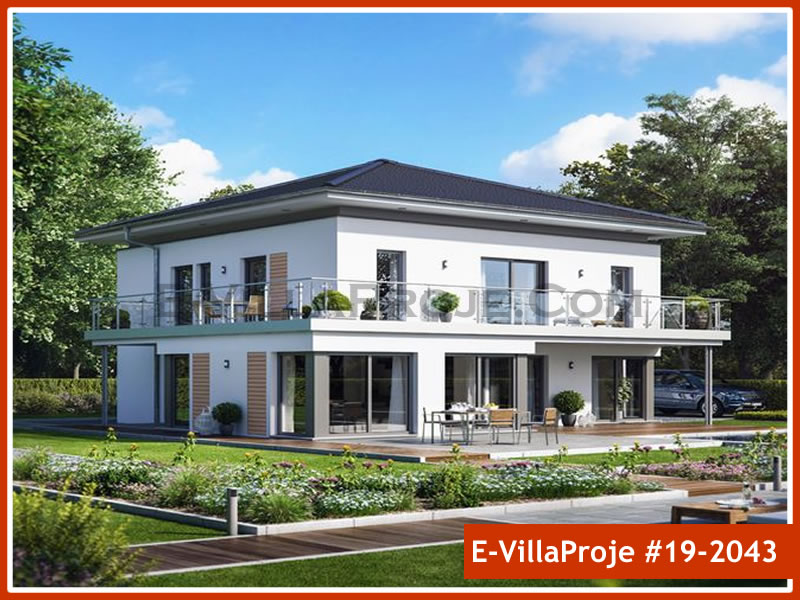 221 m² 2 Katlı (Dubleks) 5+1 Geleneksel Çelik Konstrüksiyon Villa (Ev Villa Proje #19 - 2043) Cephe Görünümü ve Kat Planı