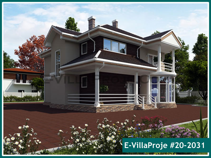 224 m² 2 Katlı (Dubleks) 5+1 Geleneksel Çelik Konstrüksiyon Villa (Ev Villa Proje #20 - 2031) Cephe Görünümü ve Kat Planı