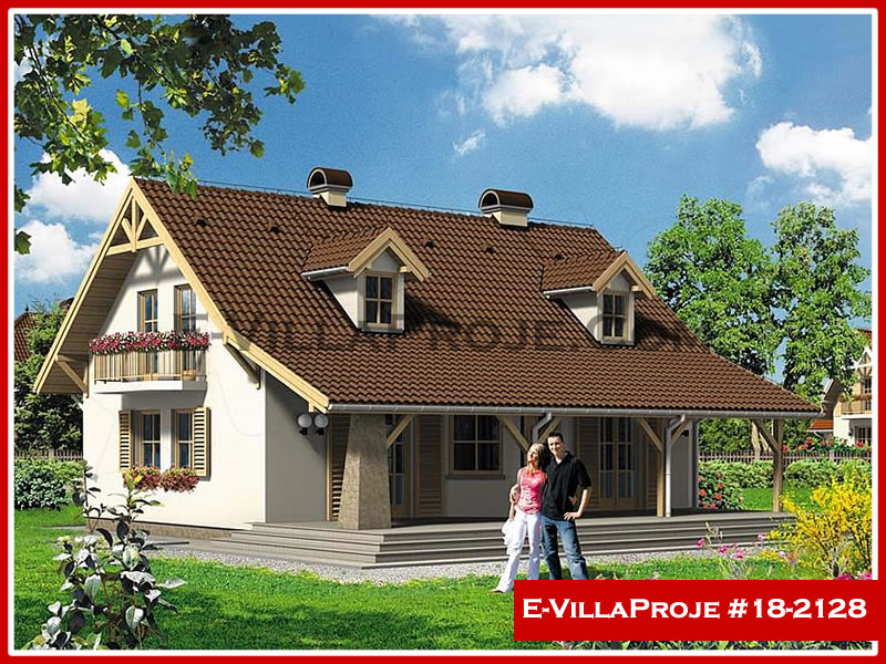 224 m² Tek Katlı 5+1 Amerikan Çelik Konstrüksiyon Villa (Ev Villa Proje #18 - 2128) Cephe Görünümü ve Kat Planı