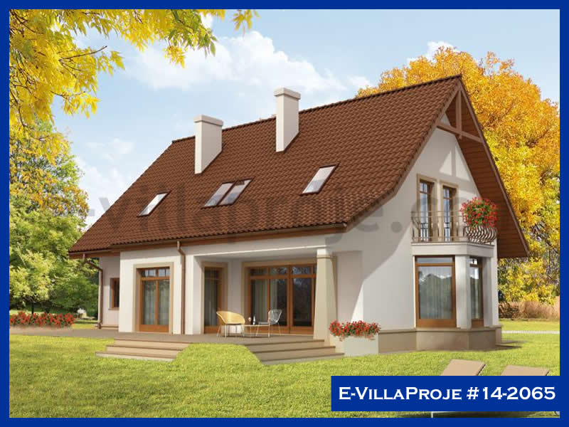 225 m² 2 Katlı (Dubleks) 5+1 Amerikan Çelik Konstrüksiyon Villa (Ev Villa Proje #14 - 2065) Cephe Görünümü ve Kat Planı
