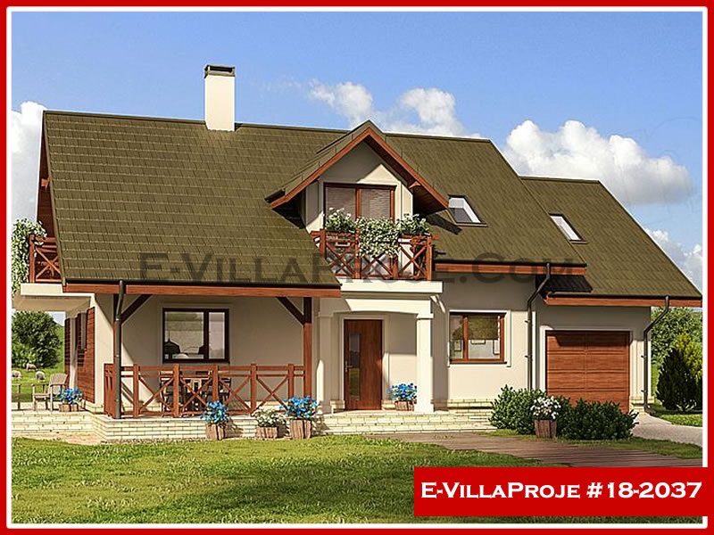 225 m² 2 Katlı (Dubleks) 5+1 Özel Tasarım  Proje Çelik Konstrüksiyon Villa (Ev Villa Proje #18 - 2037) Cephe Görünümü ve Kat Planı
