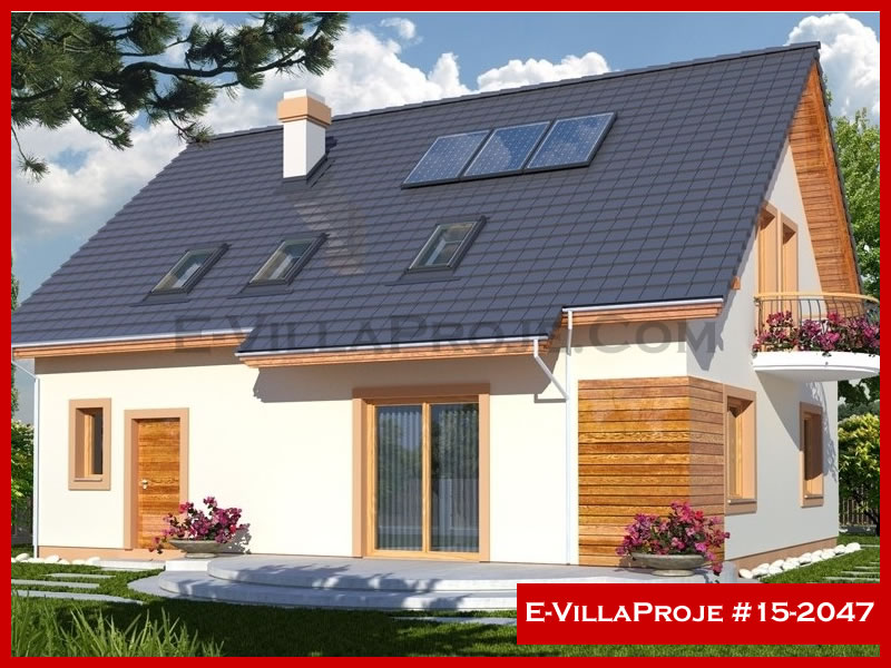 226 m² 2 Katlı (Dubleks) 5+1 Amerikan Çelik Konstrüksiyon Villa (Ev Villa Proje #15 - 2047) Cephe Görünümü ve Kat Planı