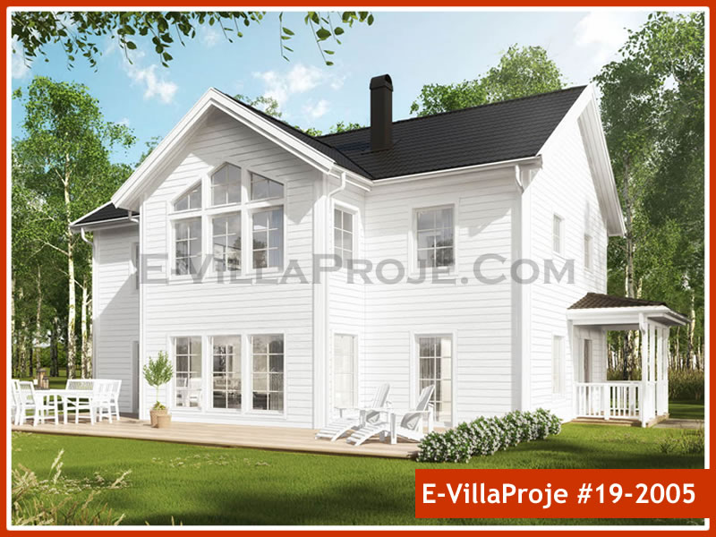 227 m² 2 Katlı (Dubleks) 5+1 Ekonomik Çelik Konstrüksiyon Villa (Ev Villa Proje #19 - 2005) Cephe Görünümü ve Kat Planı