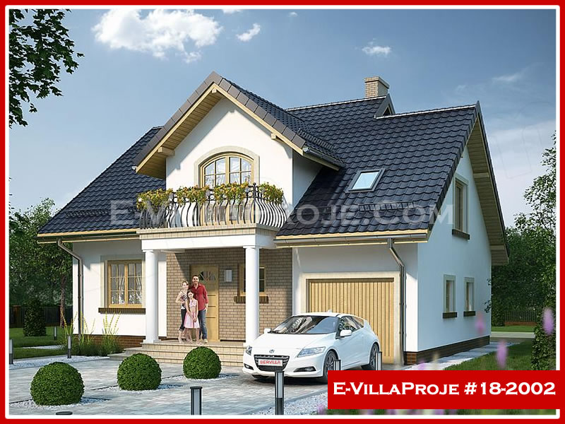 231 m² 2 Katlı (Dubleks) 5+1 Modern Çelik Konstrüksiyon Villa (Ev Villa Proje #18 - 2002) Cephe Görünümü ve Kat Planı
